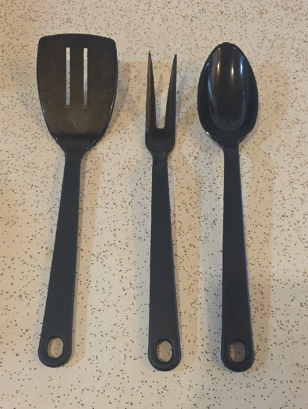 Tailor Made Products Vintage Spatula Serving Spoon and Fork Set of 3 Black